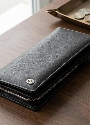 Вертикальный кошелек кожаный женский st leather 19274 черный