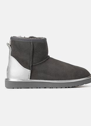 Сірі жіночі уггі ugg mini dark grey silver х угг міні 36
