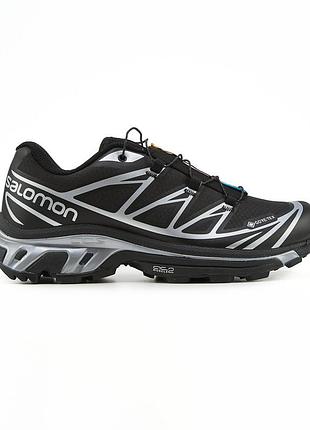 Черные кроссовки унисекс salomon xt-6 gtx black silver х саломон 38