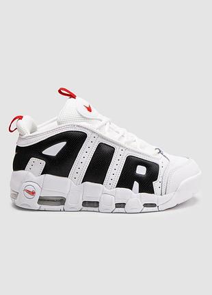 Чоловічі білі кросівки nike air more uptempo white black red х аптемпо 43
