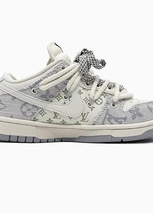 Білі кросівки унісекс nike sb dunk louis vuitton white grey х данк 44