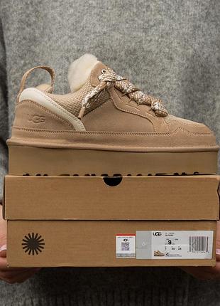 Жіночі бежеві черевики ugg lowmel sneaker platform beige х угг бутс 36