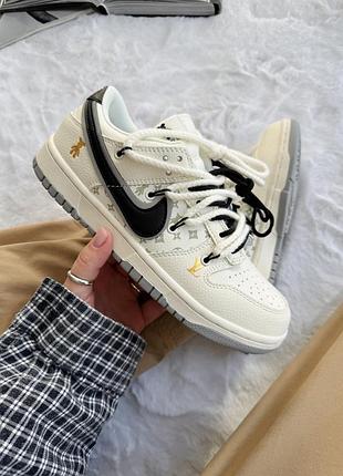 Белые кроссовки унисекс nike dunk sb louis vuitton glommy bear white black х данк 39