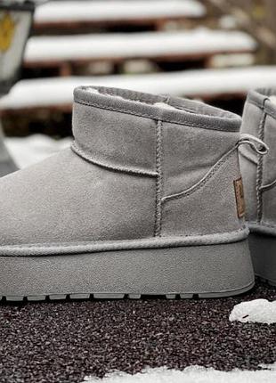 Сірі уги ugg ultra mini platform grey х угг ультра міні 40