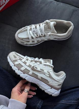 Белые кроссовки унисекс nike p-6000 white brown х найк 42