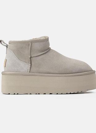 Світло-сірі замшеві уггі ugg ultra mini platform light grey х угг ультра міні 40