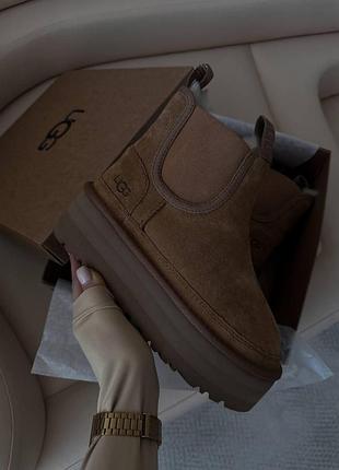 Бежеві замшеві черевики ugg neumel platform chealsea ginger х угг ньюмел 40