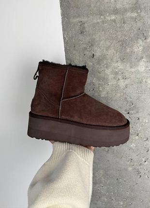 Коричневі жіночі уггі ugg mini platform brown х угг міні 36
