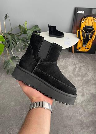 Жіночі чорні черевики ugg chelsea platform tractor black х угг ньюмел 36