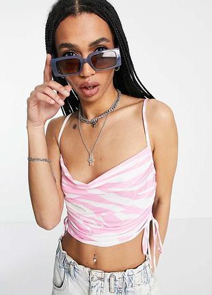 Топ жіночий bershka рожевий з драпіруванням m