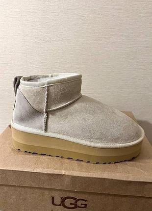 Бежеві уги ugg ultra mini platform beige х угг ультра міні 41