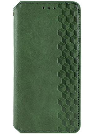 Кожаный чехол-книжка getman cubic (pu) для samsung galaxy a07 зеленый