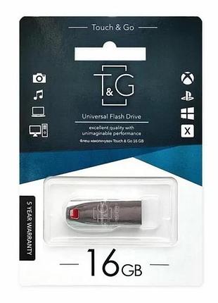 Флешка юсб t&g 16gb chrome 115 usb flash drive 2.0 память 16 гб steel