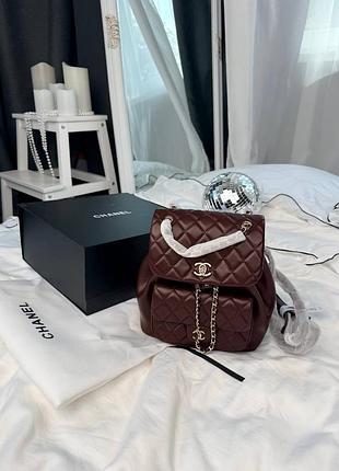 Женский рюкзак премиум medium backpack dark burgundy lambskin