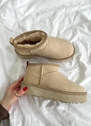 Бежеві уги ugg ultra mini platform beige х угг ультра міні 40