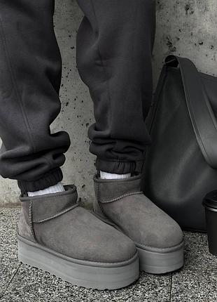 Серые угги ugg ultra mini platform light grey х угг ультра мини 39