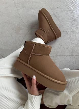 Бежеві уги ugg ultra mini platform ginger leather х угг ультра міні 41