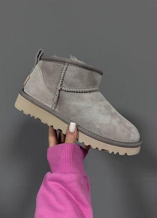Сірі замшеві уги ugg ultra mini light grey х угг ультра міні 40