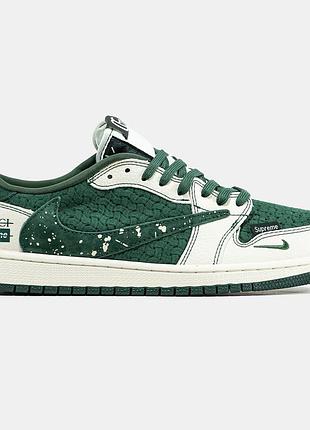 Белые кроссовки nike air jordan 1 low travis scott gucci supreme х джордан 38
