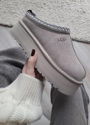 Женские серые угги ugg tasman platform light grey х угг тасмен 36