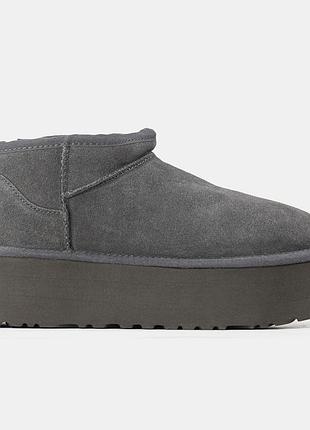 Сірі уги ugg ultra mini platform grey х угг ультра міні 37