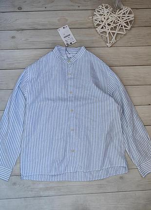 Полосатая рубашка,рубашка со составом льна zara