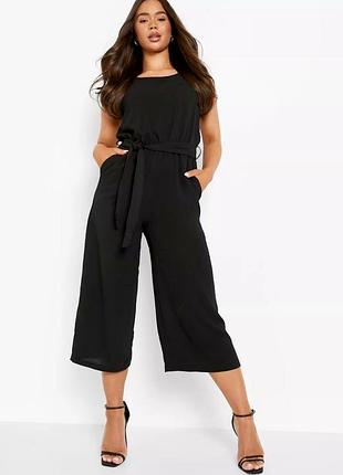 Комбинезон boohoo черный l/48 новый - без рукавов с поясом