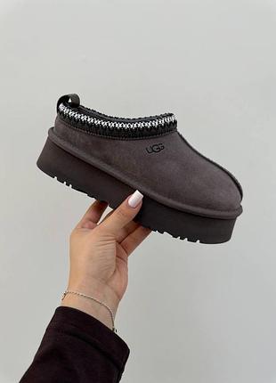 Женские серые замшевые угги ugg tasman platform dark grey х угг тасмен 41