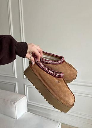 Женские бежевые замшевые угги ugg tasman platform xl chestnut х угг тасмен 37