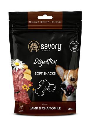 Мягкие лакомства savory digestion lamb and chamomile для собак всех пород для улучшения пищеварения с ягненком и ромашкой 200 г