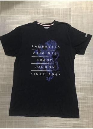 Lambretta💙футболка темно-синя з принтом лева та написом💛розмір м 48/чоловічий одяг/унісекс
