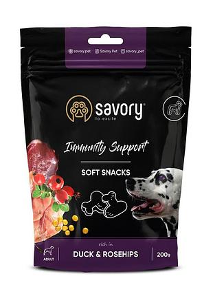Мягкие лакомства savory immunity duck and rosehip для взрослых собак всех пород для укрепления иммунитета с уткой и... сейвори сейвори сейвори