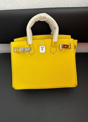 Брендова шкіряна сумка h. birkin 30 натуральна шкіра натуральна шкiра преміум люкс жовта яскрава сумочка
