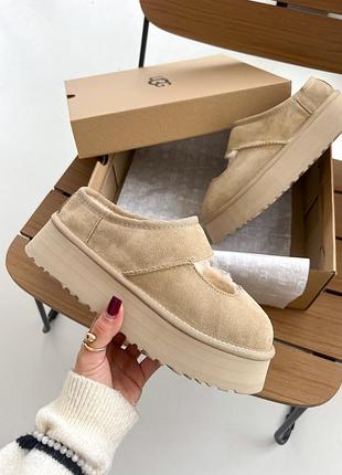 Женские бежевые угги ugg bea mary jane platform beige х угг тасмен 37