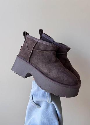 Шоколадные угги ugg ultra mini new height dusted cocoa х угг ультра мини 39