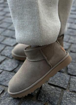 Бежеві замшеві уггі ugg ultra mini khaki х угг ультра міні 37