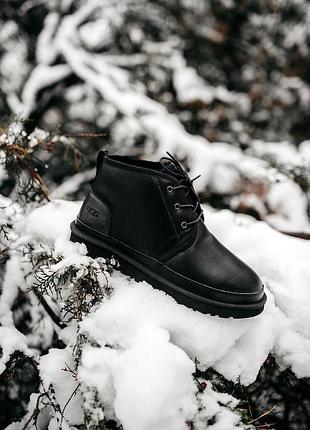 Чёрные кожаные ботинки ugg neumel leather black х угг ньюмел 42