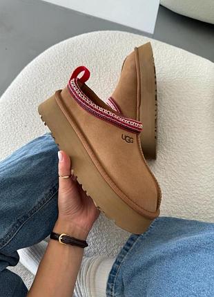 Бежевые замшевые угги ugg tasman platform chestnut х угг тасмен 37