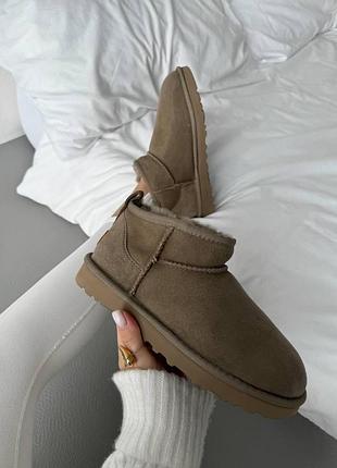 Бежеві замшеві уггі ugg ultra mini beige sand х угг ультра міні 36