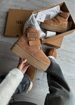 Бежеві замшеві черевики ugg neumel platform boots chestnut х угг ньюмел 37