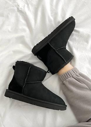 Чёрные замшевые угги ugg mini black х угг мини 40