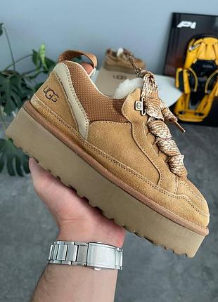 Жіночі бежеві черевики ugg lowmel sneaker platform chestnut х угг бутс 38