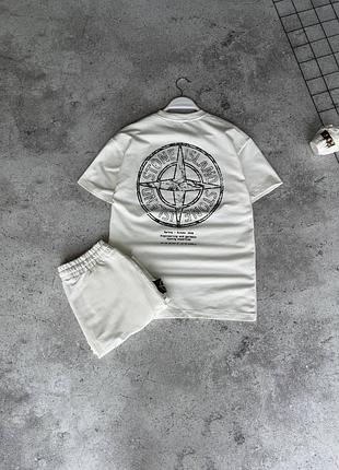 Топовий костюм шорти та футболка комплект stone island