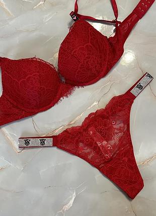 Комплект люкс серії dream angels victoria’s secret бюстгальтер 34в 75б пуш ап трусики m