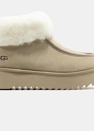 Бежевые женские угги ugg funkette beige platform х угг бутс 38