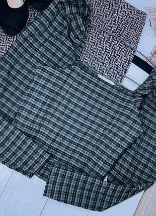 Літня блуза h&m xs коротка блуза в клітинку легка блуза з обʼємними рукавами