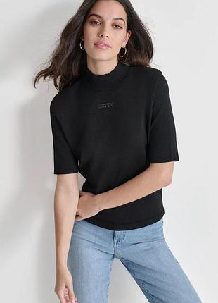 Светр із коротким рукавом dkny з логотипом зі стразів