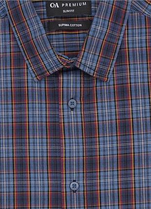 Качественная рубашка в клетку c&amp;a premium supima cotton этикетка