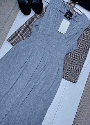 Нова літня сукня zara l міді плаття трапеція сіре плаття трикотажне плаття а силуету зара