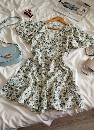Квіткова мінісукня з воланами topshop uk 8 (s)